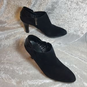 Aquatalia by Marvin K made in Italy Black Suede and Leather Heeled Bootie